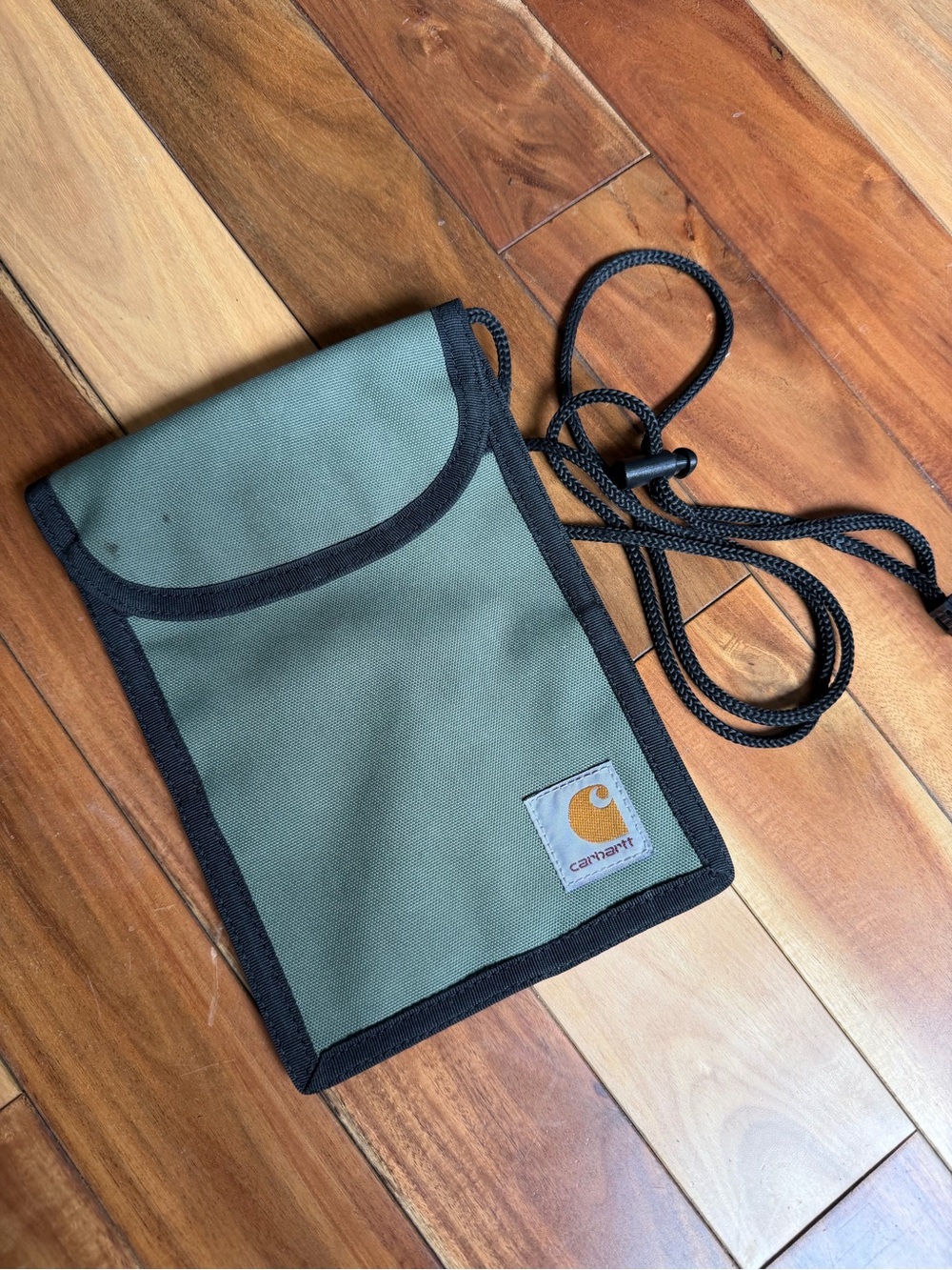 Carhartt Olive Green Neck Pouch with Black Trim
